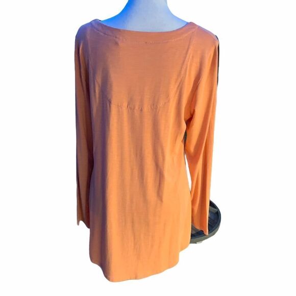 Soft Surroundings Tunic Blouse, Buttons, Loose Fit, Peach Color Medium, EUC - Picture 4 of 11